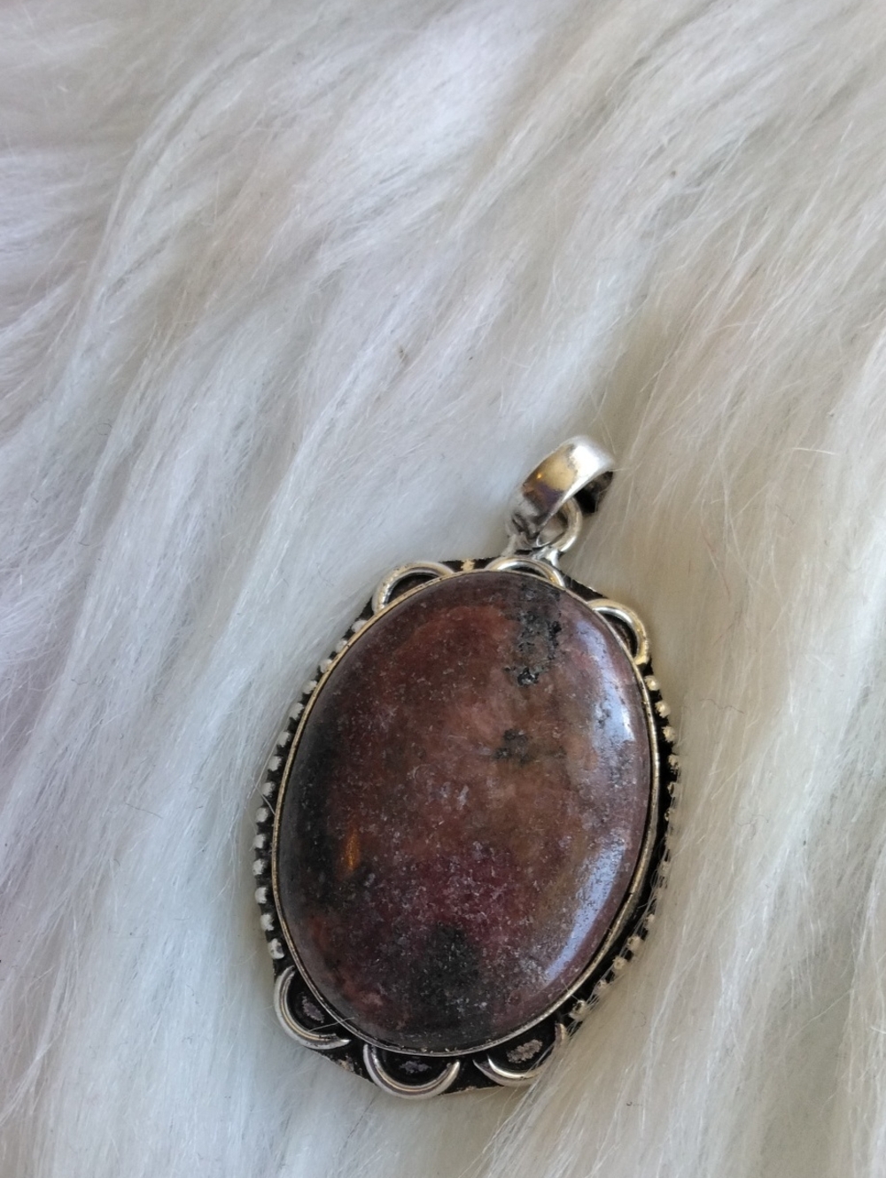 Rhodonite Silver Plated Gemstone Necklace Pendant
